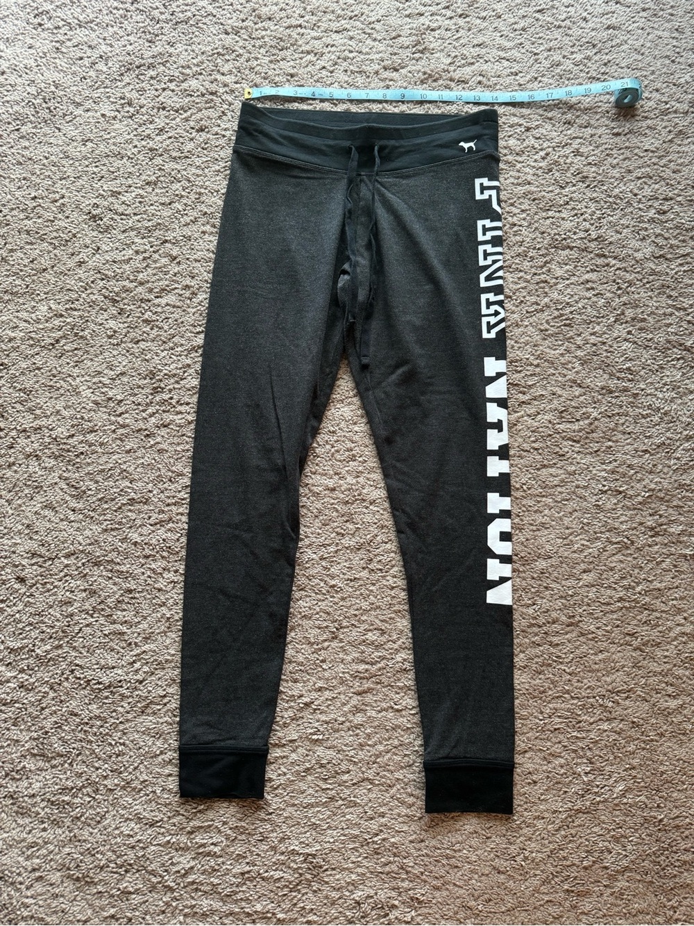 Victoria’s Secret Pink Charcoal Joggers with Black waist and ankle. Size Med